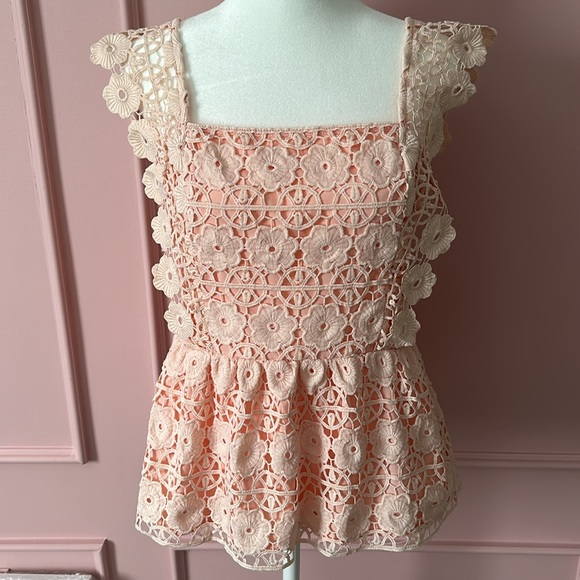 Ina Tops - Light Pink Crochet Top